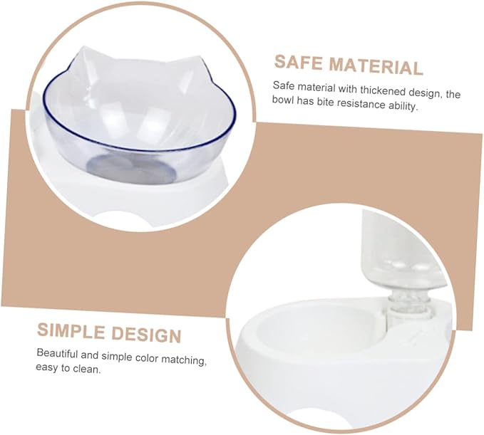BESPORTBLE Automatic Cat Feeder Water Dispenser Inclined Pet Bowl Set Easy to Clean for Dogs and Cats