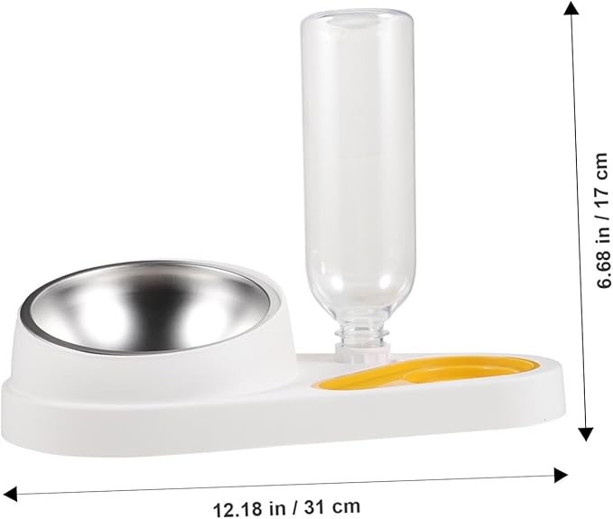DOITOOL Automatic Pet Food Feeder and Water Dispenser, Anti-Skid Detachable Dog Bowl, Small Animal Feeding Tool for Cats and Dogs, White, Suitable for Household Use
