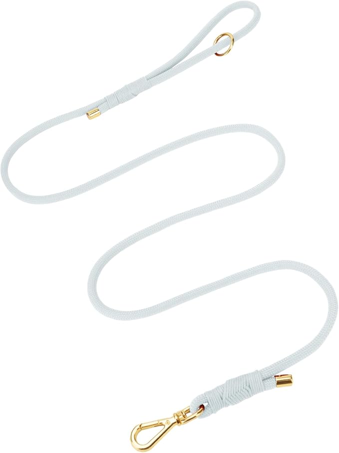 Durable Handwoven Dog Leash for Small & Medium Dogs, 5/16 inch Rope Lead with Anti-Tangle Swivel Clip, Soft & Lightweight, 5FT Long – Ideal for Daily Walking & Training (Light Blue)