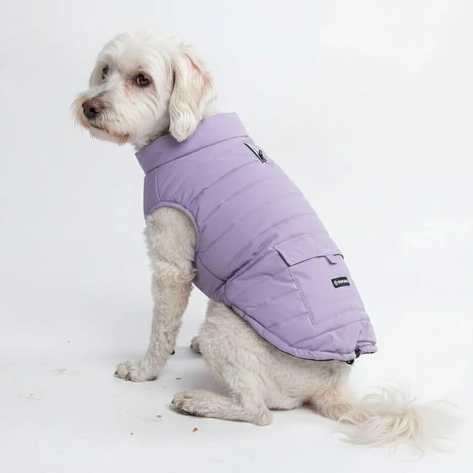 Spark Paws Dog Winter Jacket, Water-Resistant Coat, Warm Reflective Windproof Fleece-Interior, for Medium and Large Dogs - Lilac - L