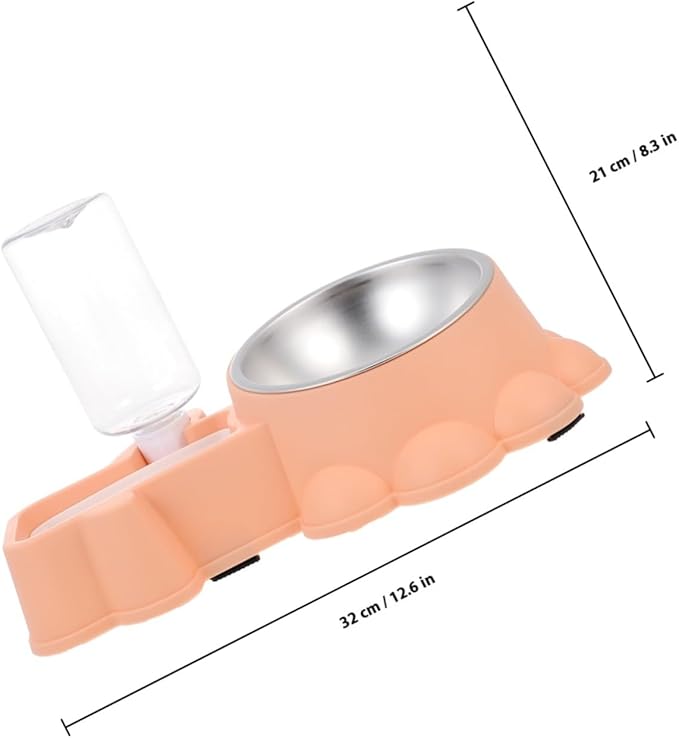 BESPORTBLE Automatic Dog Food Dispenser and Stainless Steel Water Bowl Pet Feeder with Transparent Water Container Break-Resistant Design for Puppies and Dogs Easy to Clean and Refill