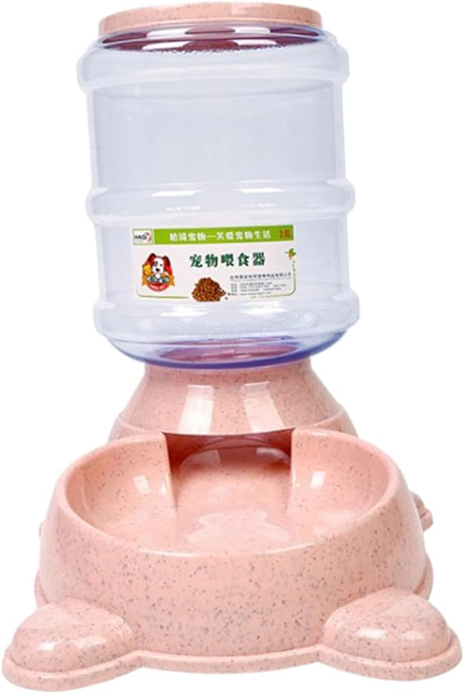 Mipcase 1 PC Pet Food Dispenser Automatic Feeder Holder with Adorable Easy to Non Skid Base Capacity for Dogs and Pets Refillable Food Container Pink