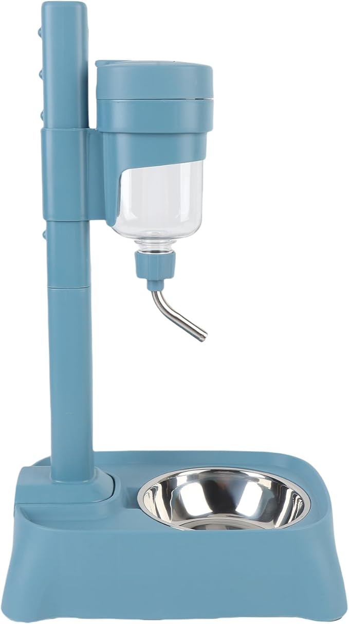 Pet Standing Water Dispenser with Stainless Steel Bowl & Height Adjustable, Automatic Cat Dog Water Feeder with 500ml Capacity Leak Proof Design for Multi Pet Households, Indoor (L)