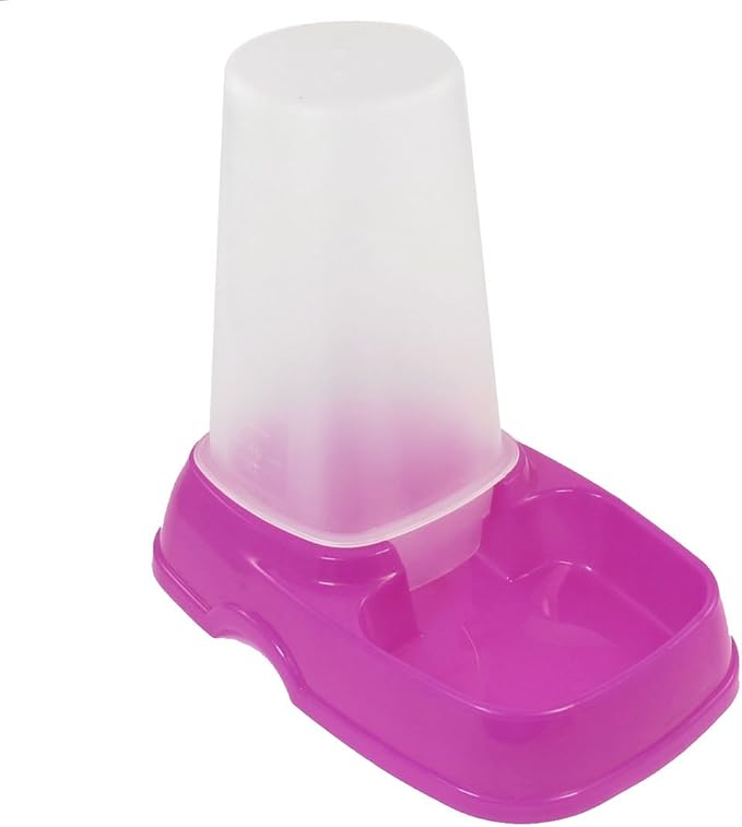 Fuchsia Plastic Dual Compartments Cat Dog Water Automatic Bowl Dish (id: e25 4f3 f0a ed5 d1d