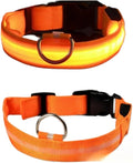 USB Rechargeable Luminous Collar Adjustable Led Glowing Dog Collar for Large Small Dogs Cat Night Light Collar Pet Safety Harnes (Orange USB Charging,XL Neck 42-56 cm)