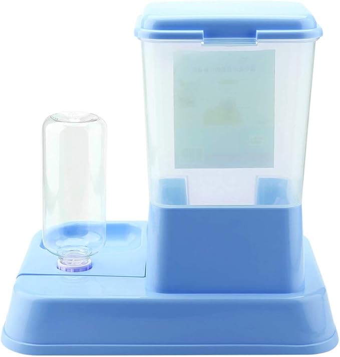 Dog Bowls for Small Dogs Automatic Pet Feeder Detachable Food Dispenser Water Bottle Cats Dogs Feeding Tool Pet Automatic Water Food Feeder Bowl Bottle Standing Dispenser (Blue)
