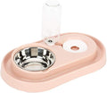 Luck Dawn Double Dog Cat Bowls Water and Food Bowl Set，Detachable Stainless Steel Bowl Automatic Water Dispenser Bottle Pet Feeder for Small or Medium Size Dogs Cats Puppy Kitten Rabbit