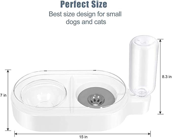 Double Dog Cat Bowls,Pets Water and Food Bowl Set,Pet Automatic Water Dispenser,Detachable Dog Glass Feeder Bowl No-Spill Pet Food Water Bowls Bottle for Small Or Medium Size Dogs Cats