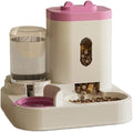 Automatic Feeder Dog Cat Food Bowl with Water Fountain Large Capacity Pet Storage Dispenser Container Puppy Accessories(Pink)