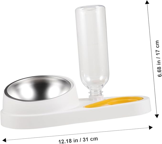 Automatic Pet Feeder and Water Dispenser Detachable Anti-Skid Dog Bowl White Small Dog Food Feeder for Home Use Suitable for Cats