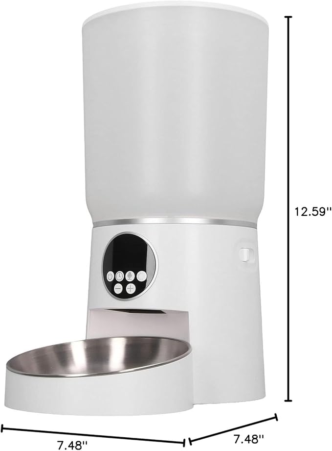 Automatic Cat Dog Feeder, 5L Capacity Automatic Pet Feeders Stylish Design with Timed Rationing & Recording, Support Dual Power for Cats Dogs (Button)