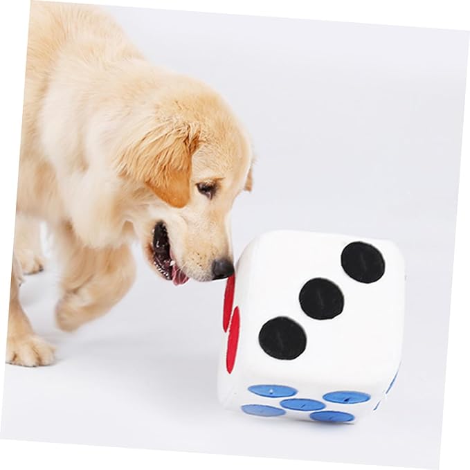 Dog Plush Dice Squeaky Interactive Plush for Dogs White Soft Sniffing Training for Pet Play and Chewing