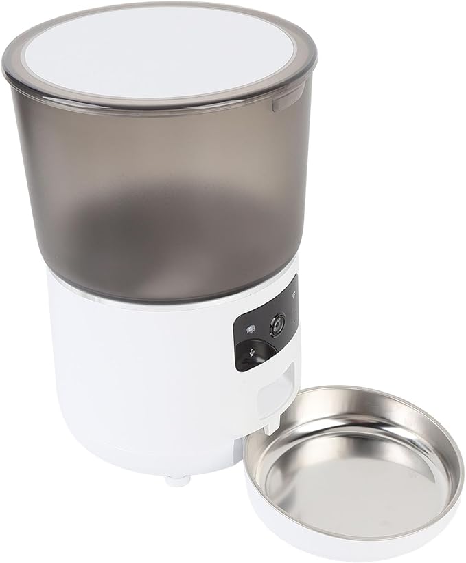 Automatic Pet Feeder, 4L Timed Dog Cat Feeder Dry Food Dispenser with APP, USB Pet Waterer Multi Power Supply Modes for Cats Dogs (White)