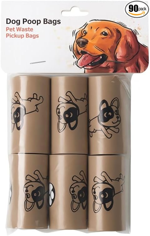 Biodegradable Dog Poop Bags with Coffee Scent – 90 Bags (6 Rolls) Extra Thick, Leak-Proof, Eco-Friendly and Safe for Hands