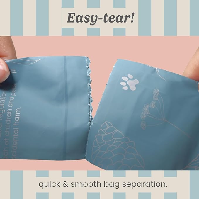 Extra Thick Poop Bags by Peony Celeste - Blue Stone Color, Leak-Resistant, Coreless, Unscented Pet Waste Bags, 9x13 Inches
