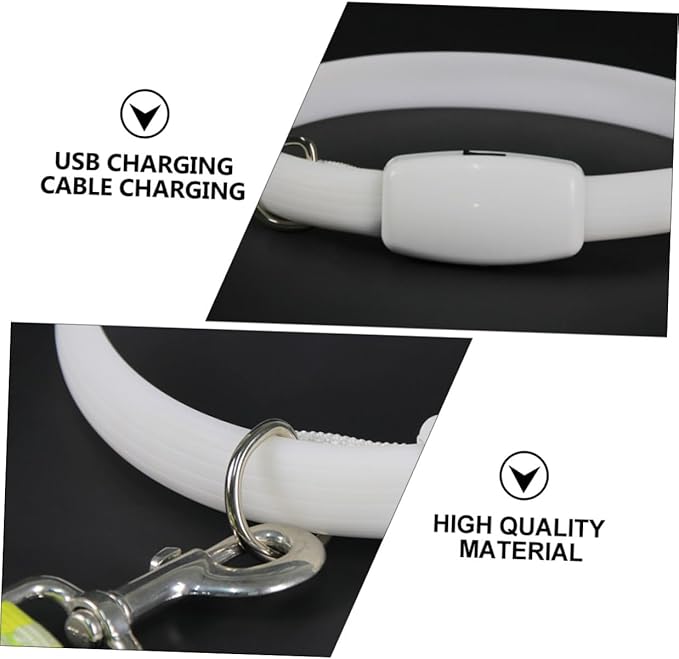 USB Charging LED Dog Collar Flashing Pet Collar White Light for Night Walking and Outdoor Use