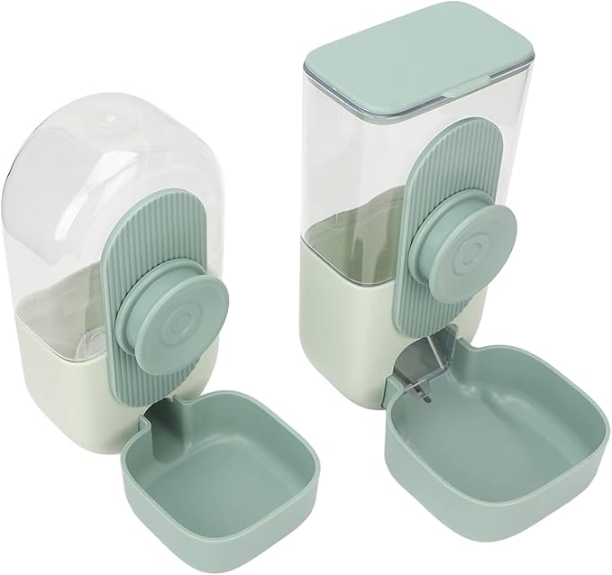 Hanging Food Water Dispenser,Hanging Automatic Dog Food Water Dispenser Cage Cat with Bowl for Pet (Mint Green)