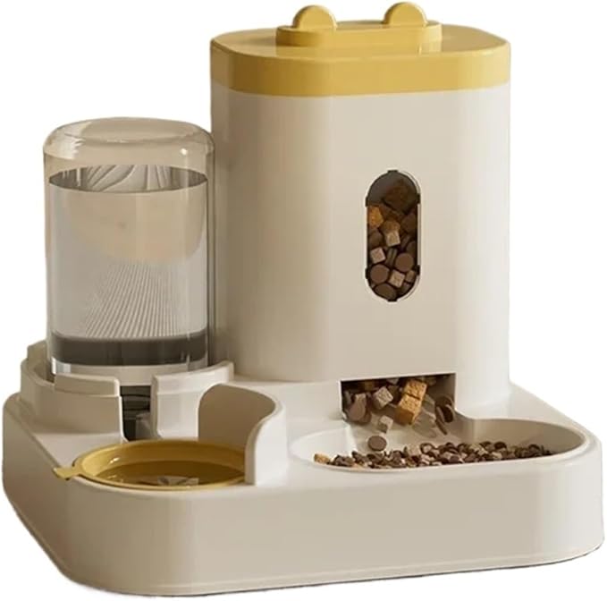 Automatic Feeder Dog Cat Food Bowl with Water Fountain Large Capacity Pet Storage Dispenser Container Puppy Accessories(Gold)