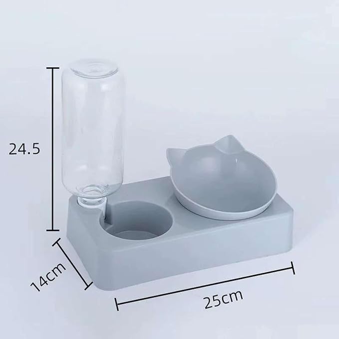 Dual-Purpose Pet Bowl Tilt to Protect Cervical Vertebrae Dog Food Bowl Automatic Drinking Feeder