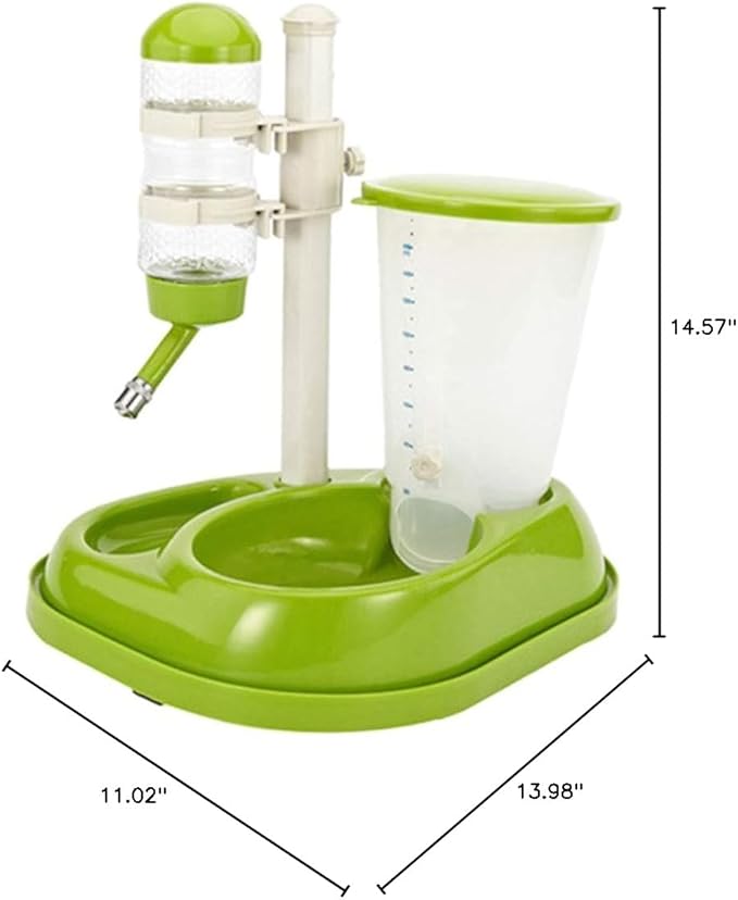 Pet Water Bottle Feeding Bowl Dog Automatic Feeder Food Water Dispenser for Dogs and Cats (Green)
