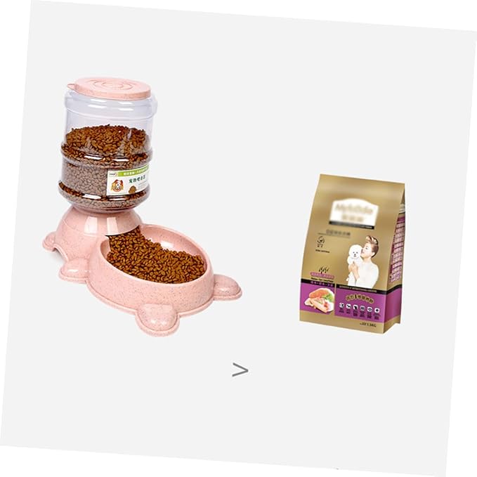 VANZACK 1Pc Automatic Dog Feeder Food Dispenser Refillable Pet Food Holder Adorable Bear Shape for Easy Cleaning and Capacity Storage for Home and Shop Pink