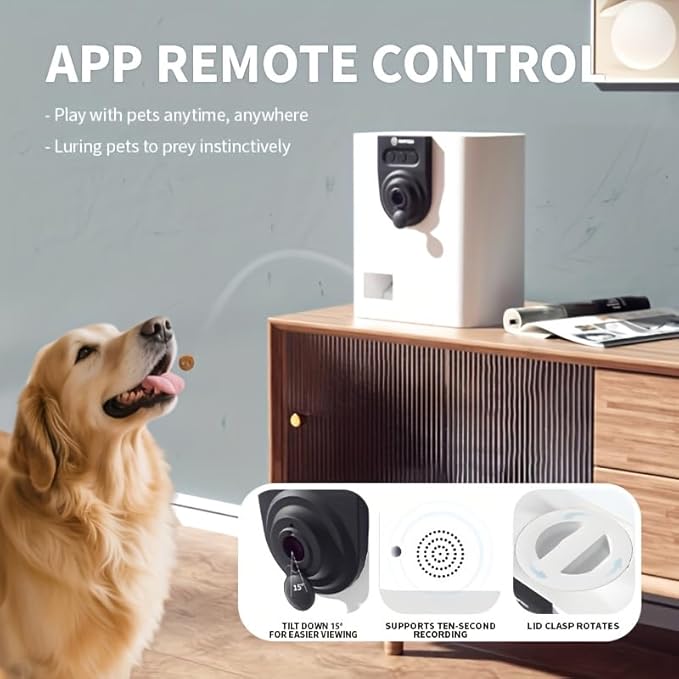 Automatic Pet Feeder with Camera, 1080P HD Video & 2-Way Audio, Smart WiFi Pet FoodDispenser, App Control for Dogs and Cats, Treat Dispenser Toy, Interactive Pet Camera forboredom