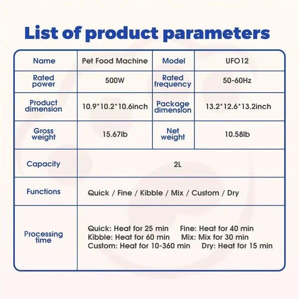 Fassner Pet Food Maker, Jerky/Wet/Dry Food/Paste Cooker with 25-Min Fast Mode, Large Capacity & Quick Dry Cleaning, Ideal for Busy Pet Parents & Multi-Pet Families