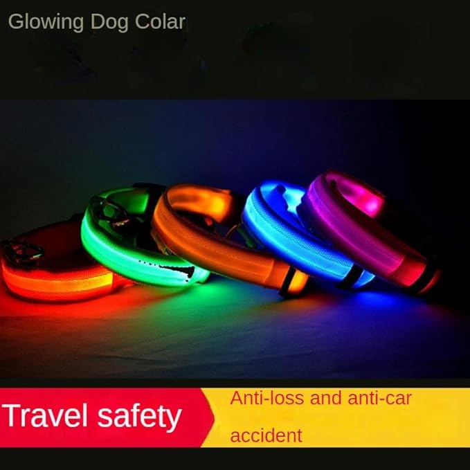 LED Dog Collar, Light Up Dog Collars, Adjustable USB Rechargeable Glow in The Dark Dog Collars High Visibility Glowing Dog Collars for Large Medium and Small Dogs (Large,Yellow)