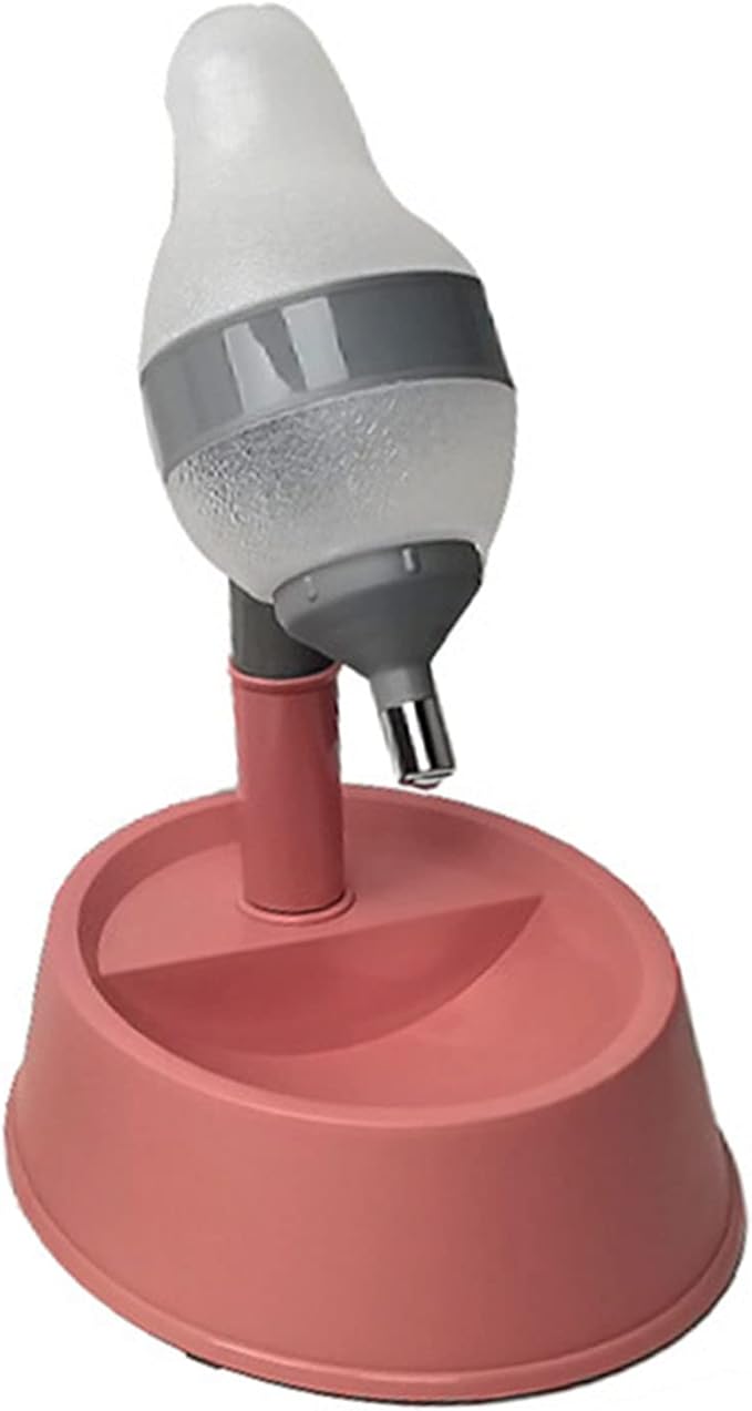 Pet Standing Water Dispenser, Adjustable Height Cat Dog Standing Bowl Durable PP Material Automatic Waterer with Stable Base and Quick Water Outlet (Pink)