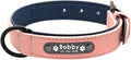 Personalized Dog Collar Custom Leather Dog Collars Inner Padded Pet ID Collar for Small Medium Large Dogs Pitbull Bulldog Pink M