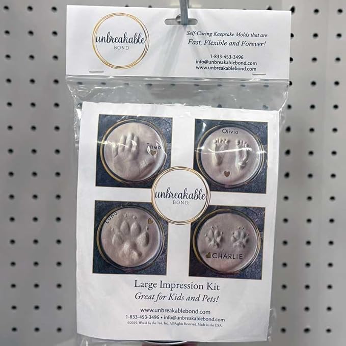 Unbreakable Bond® Pet Paw Print Memory Kit, Self-Curing Molding Putty with Gold Display Tin, No-Bake Pet Memorial Impression Set (Large)