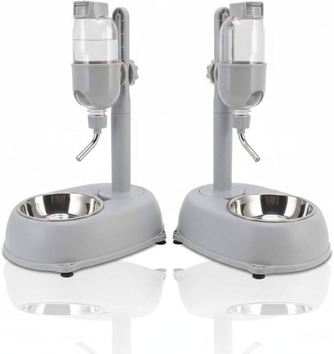 2 in 1 Large Dog Water Bowl Dispenser, 16.91oz PP and ABS Automatic Dog Water Dispenser, Adjustable Pet Standing Water Dispenser Bowl for Cats and Others, 11 x 7.7 x 15.4in