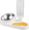 Ciieeo Automatic Pet Feeder and Water Dispenser Bowl, Anti-Skid White Dog Cage Food Bowl, Spill-Proof Pet Feeding Supplies for Cats and Dogs