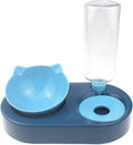 Dog Bowl with Stand Automatic Water Storage Dispenser Pet Cat Food 2-in-1 Splash-Proof Container Elevated Removable(Blue)