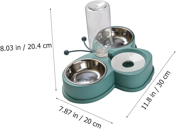 Convenient Automatic Pet Feeder Waterer Double Bowl and Cats Removable Stainless Steel Bowls Easy to Clean for Busy Pet Owners