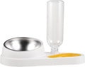 TOYANDONA Automatic Pet Feeder and Water Dispenser Bowl, 2-in-1 Food and Water Feeder for Dogs and Cats, White Spill-Proof Pet Feeding Station for Small Animals and Puppies