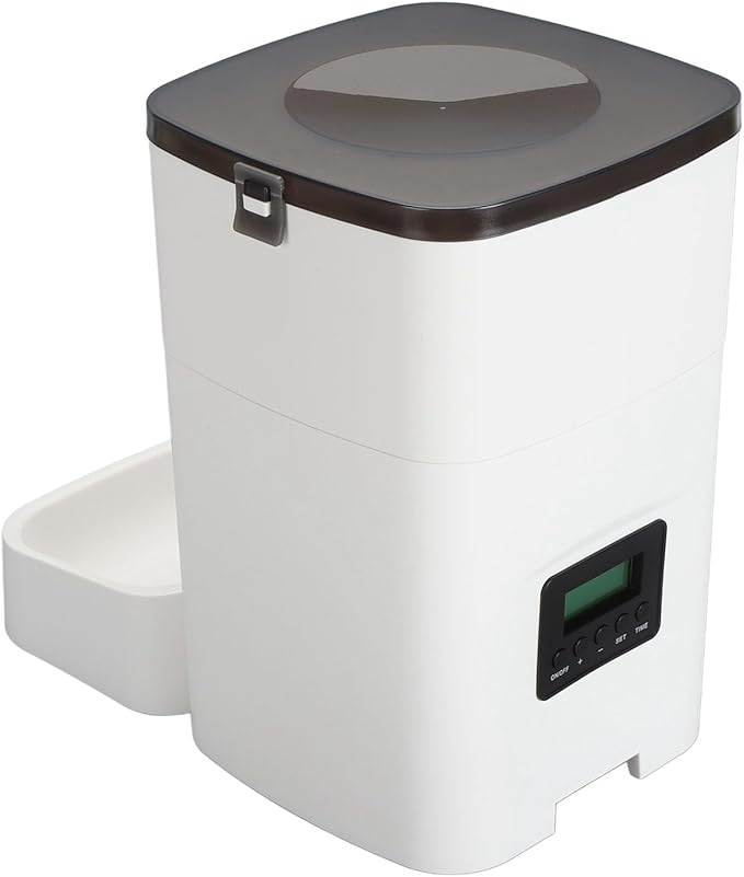 Automatic Pet Feeder Large Capacity Smart Food Delivery Remote Control Cat Dog Feeder for Home (White)