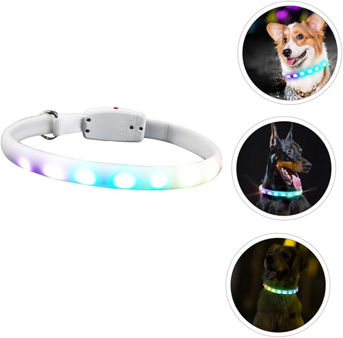 POPETPOP USB Rechargeable Led Dog Collar Night Pet Collar for Safe Walking Lightweight