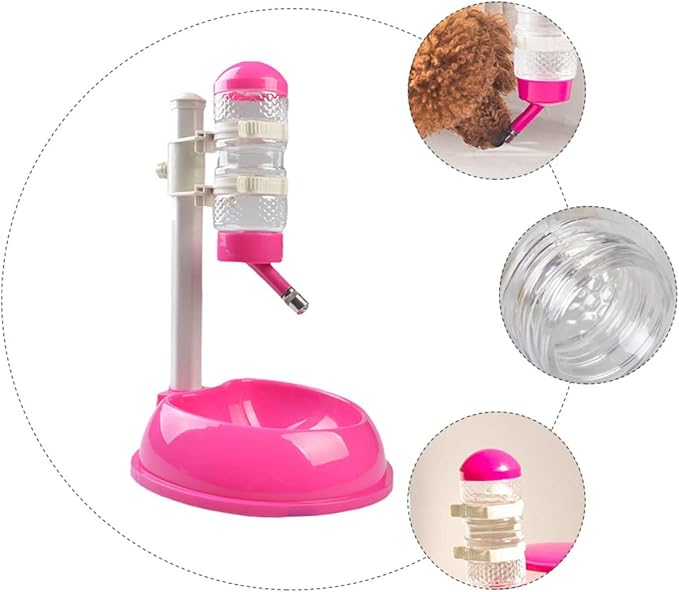Automatic Pet Water Dispenser Food Feeder Durable Material Roller Ball Nozzle Non-Slip Base for Dogs and Cats Water Bowl Rose