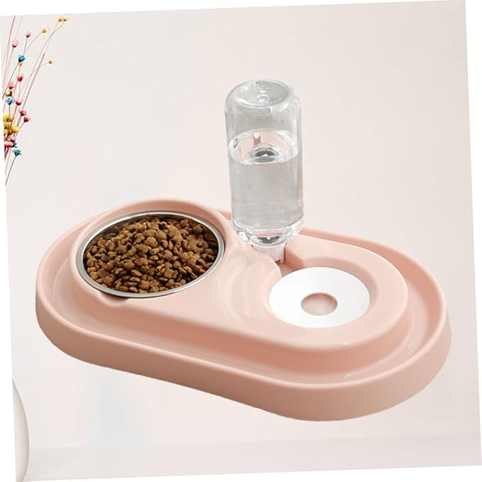 Automatic Dog Water Bowl Dog Feeding Bowl Stand Pet Drink Dish Plastic Stainless Steel Split Design