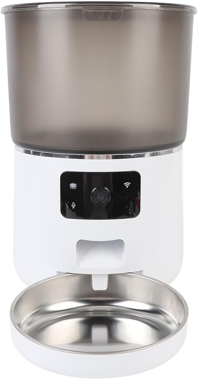 Automatic Cat Feeders, 4L Timed Cat Dry Food Dispenser, WiFi Automatic Dog Feeder, USB Auto Pet Food Dispenser with APP for Cats Dogs (White)