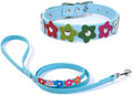 Puppy Dog Collar Colorful Flower Cute Girl Cat Collars with Leash Set XS Small Medium Large