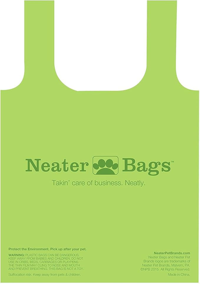 Neater Pet Brands Neater Bags Dog Waste Bag, No Rolls to Fuss With - Dog Poop Bags Dispense One at a Time, Doggie Poop Bag with Easy-Tie Handles (180 Count)