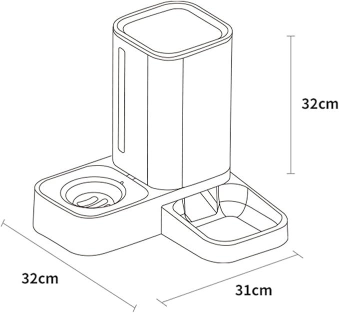 Vermon Automatic Dog Cat Feeder, Multipurpose Easy Cleaning Plastic Dog Food Container, Pet Automatic Drinking Feeding Bowl for Small Dogs Cats Grey