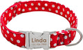 Personalized Dog Collar Nylon Print Dog Collars Customized Puppy Pet Collar Engraved Name ID for Small Medium Large Big Dogs Pug 008 Red M