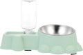 Automatic Stainless Steel Dog Food and Water Bowl, 2-in-1 Pet Feeder and Water Dispenser for Puppies, Green Spill-Resistant Feeding Container for Home Use