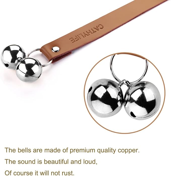 Leather Dog Doorbells for Door Knob, Dog Bells to Go Outside & Puppy Potty Training, Adjustable Brass Dog Bell, Makes Training Your Puppy a Breeze.