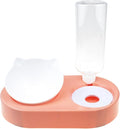 Dog Bowl with Stand Automatic Water Storage Dispenser Pet Cat Food 2-in-1 Splash-Proof Container Elevated Removable(Pink)
