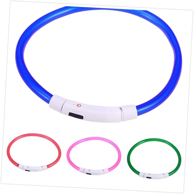 Milisten Led Night Light Dog Collar USB Rechargeable Pet Collar Flashing Light Modes Neon Pink for Safe Walks