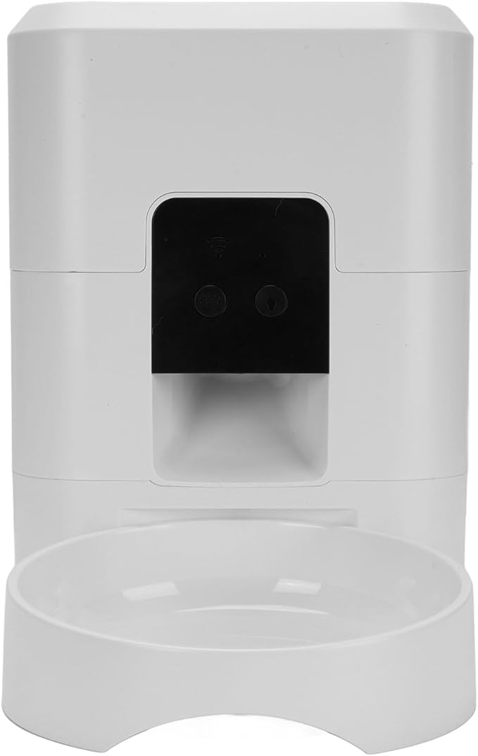 ANGGREK Timed Dry Food Dispenser, Large Capacity Timing Feeding Portion Control Automatic Pet Feeder for Dogs Cats (White)